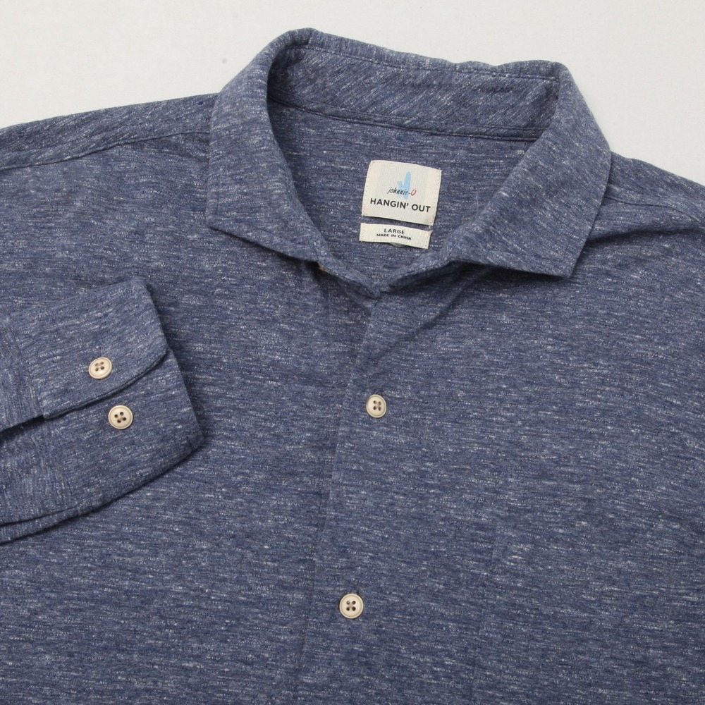 Johnnie-O Hangin' Out Men's Large Indigo Blue Heathered Long Sleeve Button Down